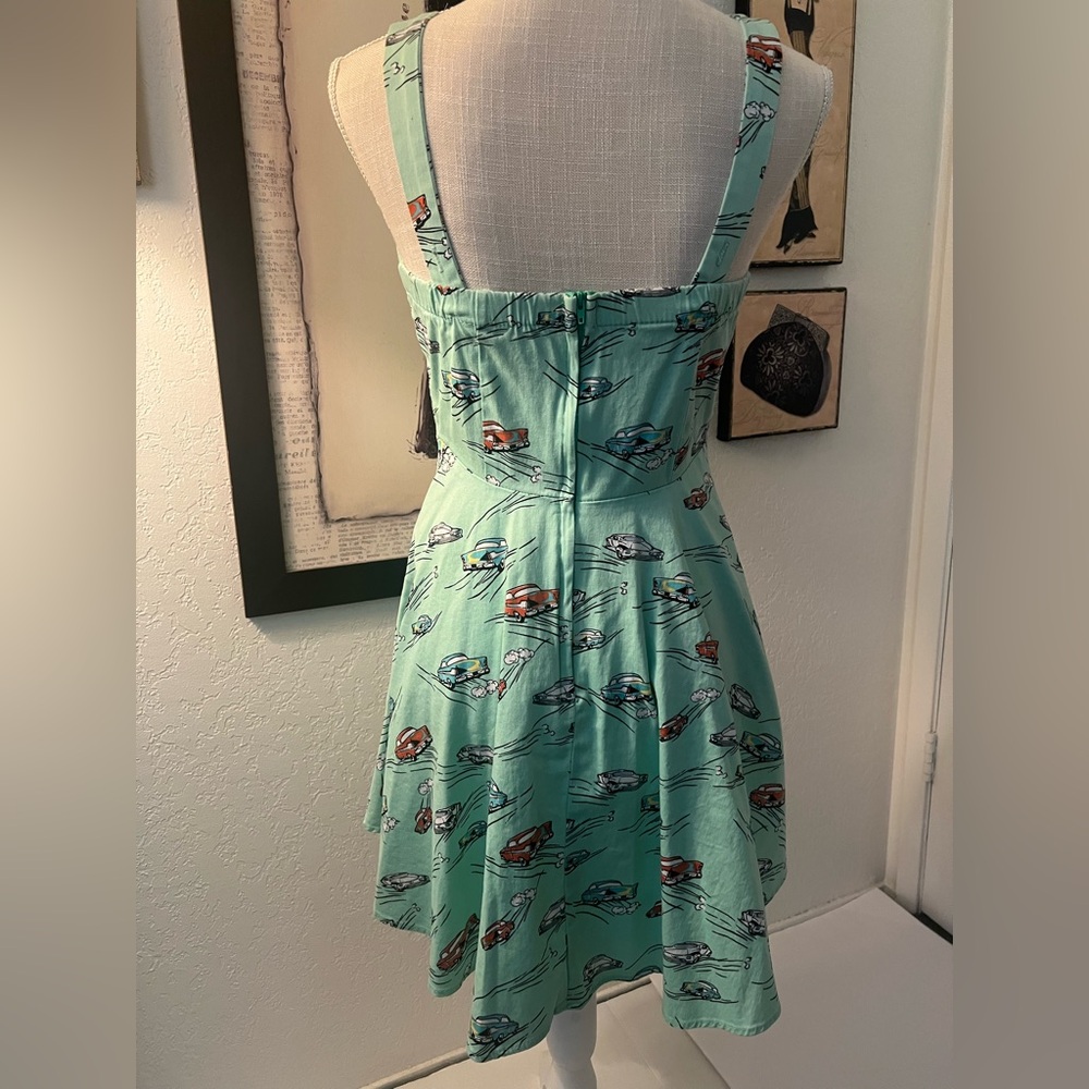 Diva Dollz Mint Green Sleeveless Dress with Car Print - Picture 3 of 6